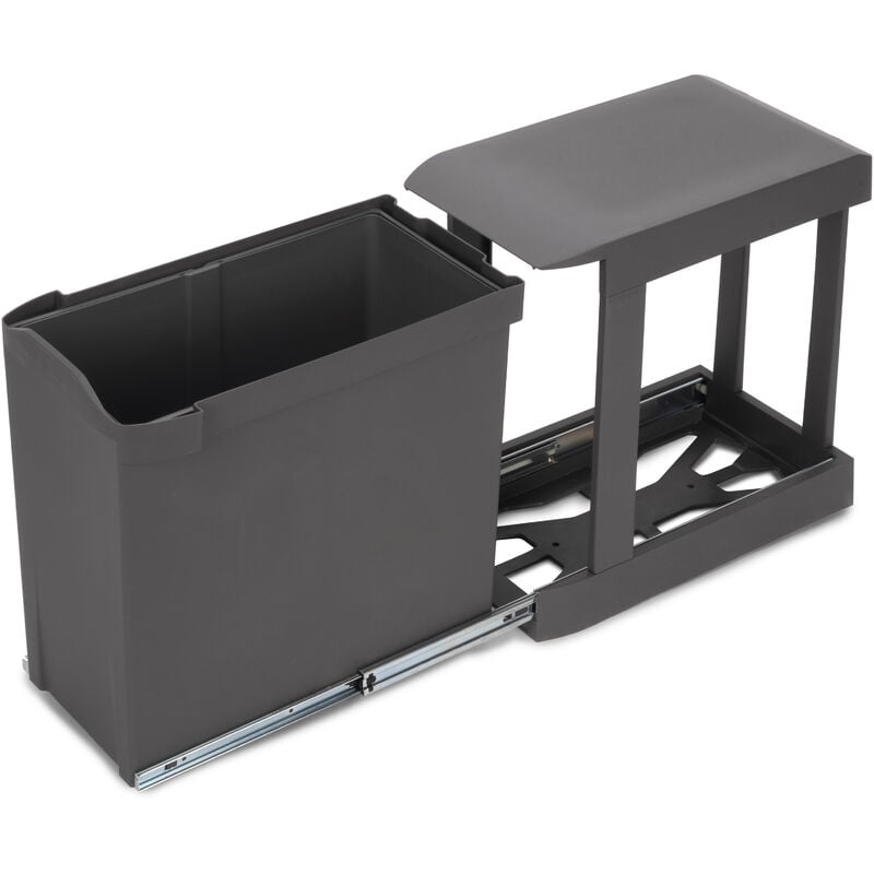 foto del prodotto pattumiere per raccolta differenziata per cucina, 1 x 30l, fissaggio inferiore, estrazione automatica, acciaio e tecnoplastica, grigio antracite