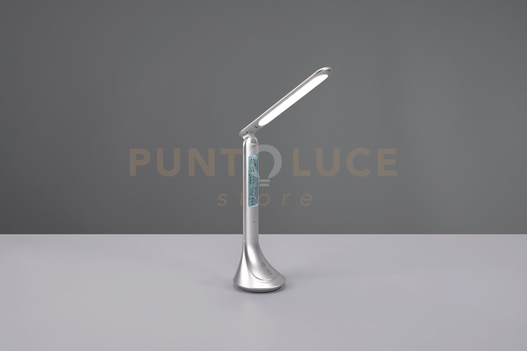 foto del prodotto patty lampada da studio led 4w 380lm, 4000k alluminio ricaricabile con ora, data e sveglia accensione touch h. 34cm
