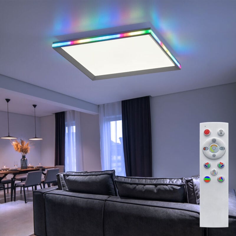 foto del prodotto paul neuhaus plafoniera pannello effetto arcobaleno lampada da soggiorno dimmerabile led da soffitto led che cambia colore, con telecomando, 1x led
