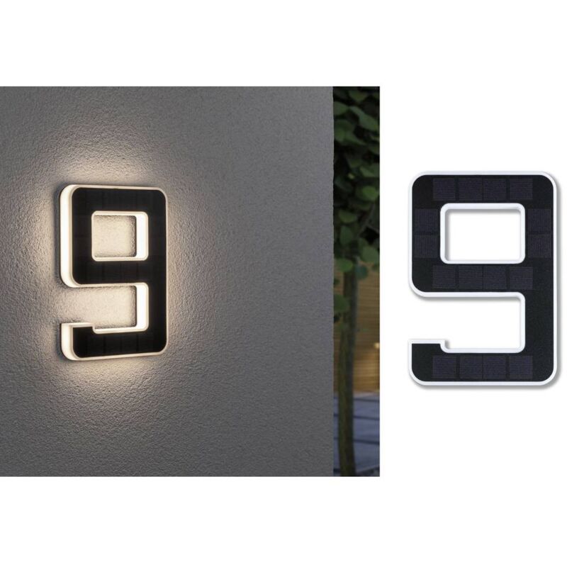 foto del prodotto paulmann 79850 lampada solare per numero civico 0.20 w bianco caldo nero