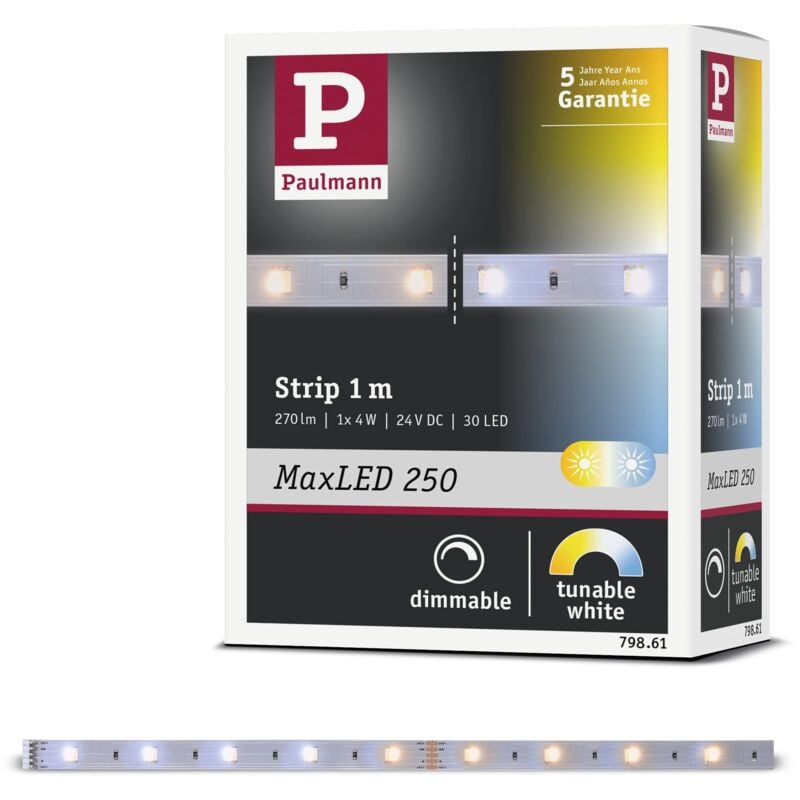 foto del prodotto paulmann 79861 strip led maxled 250 1m tunable white ip20 incl. 1 striscia da 3,5 watt strip fascia luminosa 2700 k