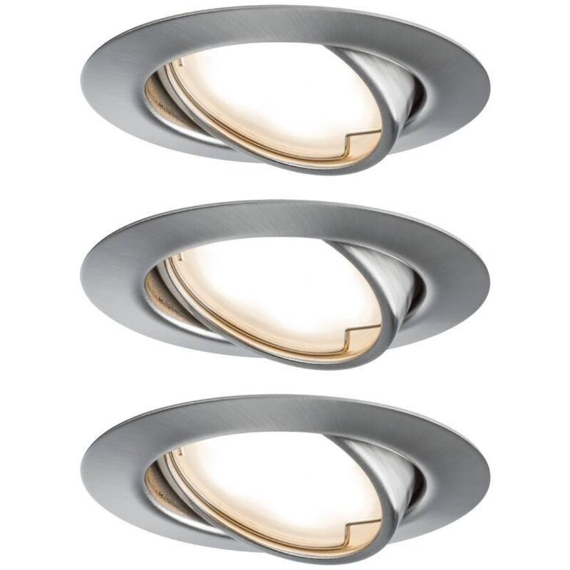 foto del prodotto paulmann 93421 base lampada da incasso kit da 3 led monocolore led 15 w ferro spazzolato 