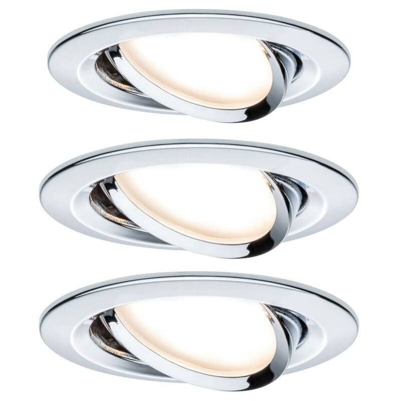 foto del prodotto paulmann - 93452 nova lampada da incasso kit da 3 led monocolore led 18 w cromo lucido