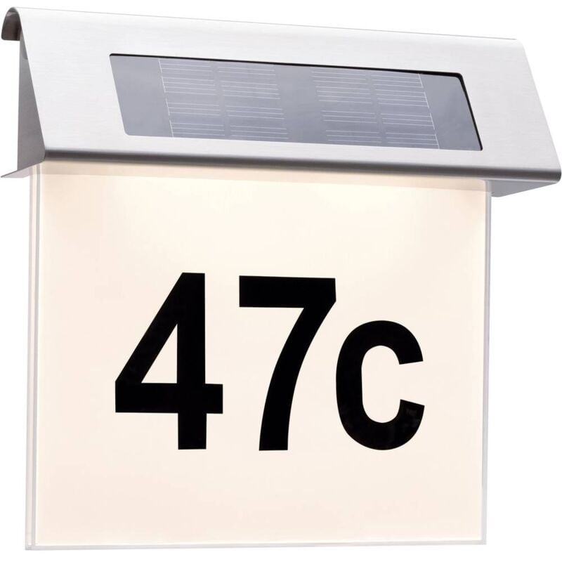 foto del prodotto paulmann 93765 lampada solare per numero civico 0.2 w bianco caldo acciaio inox, bianco