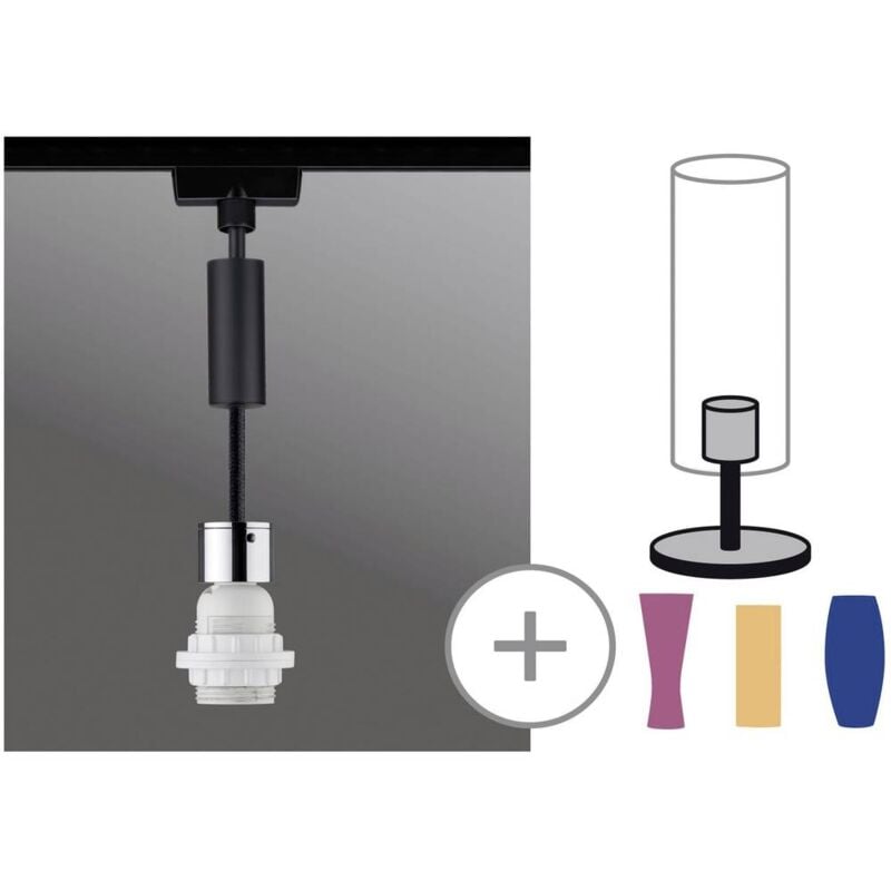 foto del prodotto paulmann lampada per sistema su binario monofase e27 20 w led monocolore nero opaco , cromo
