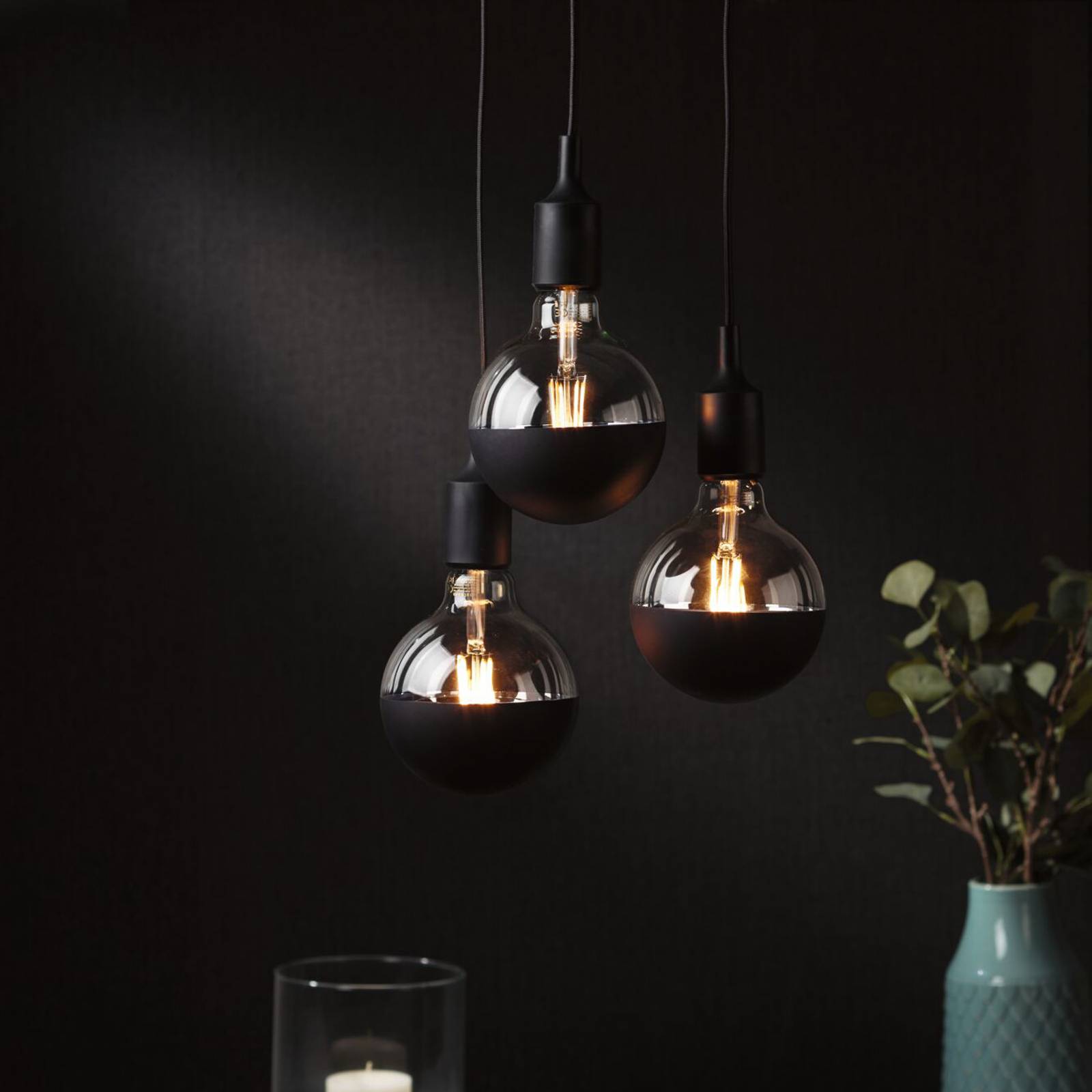 foto del prodotto paulmann lampadina led e27 827 6,5w testa specchio nero opaco