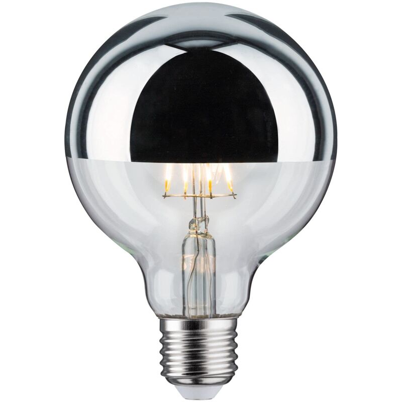 foto del prodotto paulmann licht paulmann 28673 lampadina led filamento g95 6,5 watt lampadina testina a specchio argento 2700 k bianco caldo dimmerabile e27