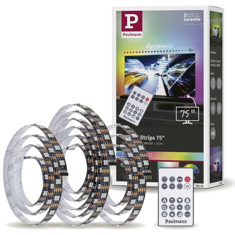 foto del prodotto paulmann licht paulmann tv strips 75 zoll 78882 kit base striscia led con collegamento usb 5 v 3.1 m rgb 1 kit