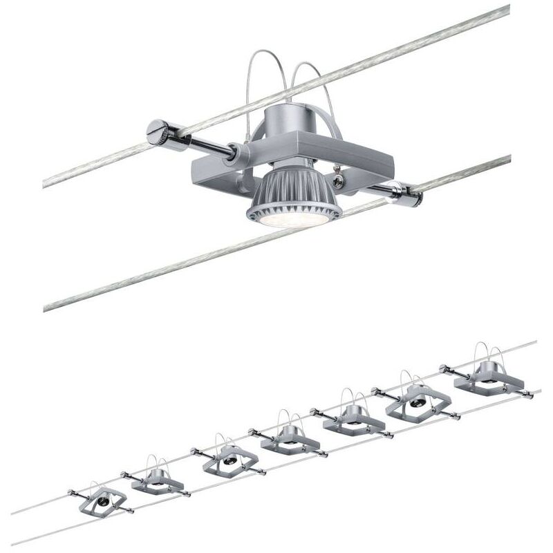foto del prodotto paulmann macii 94152 sistema di illuminazione completo su cavo gu5.3 70 w led monocolore cromo opaco 