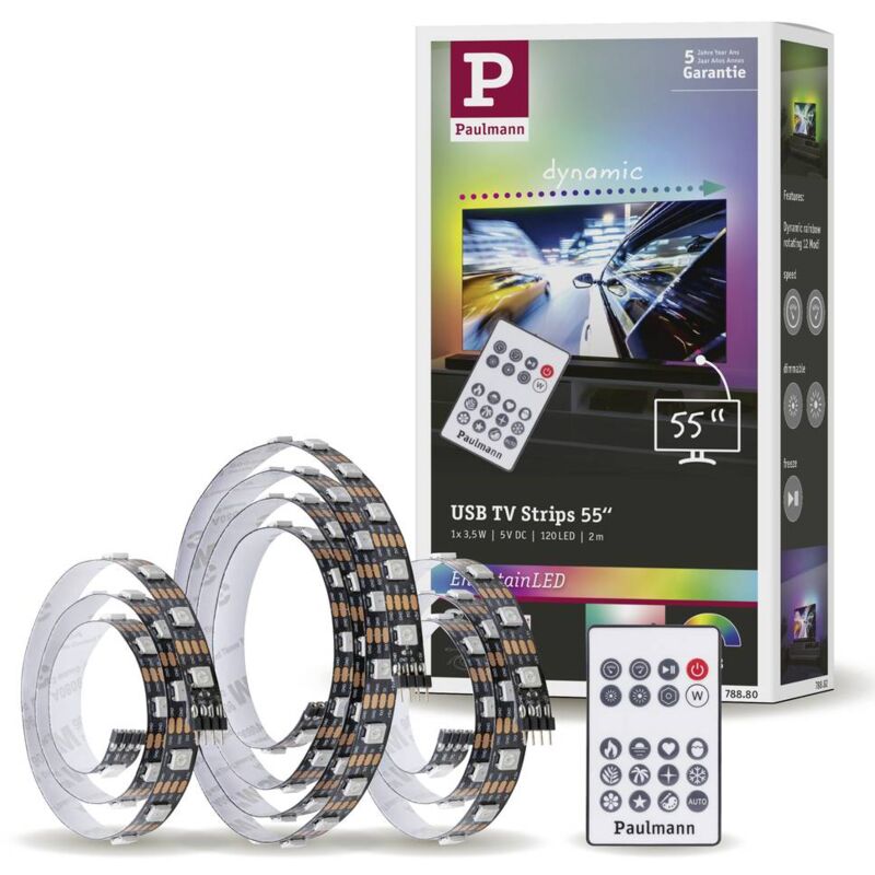 foto del prodotto paulmann tv strips 55 zoll 78880 kit base striscia led con collegamento usb 5 v 2 m rgb 1 kit