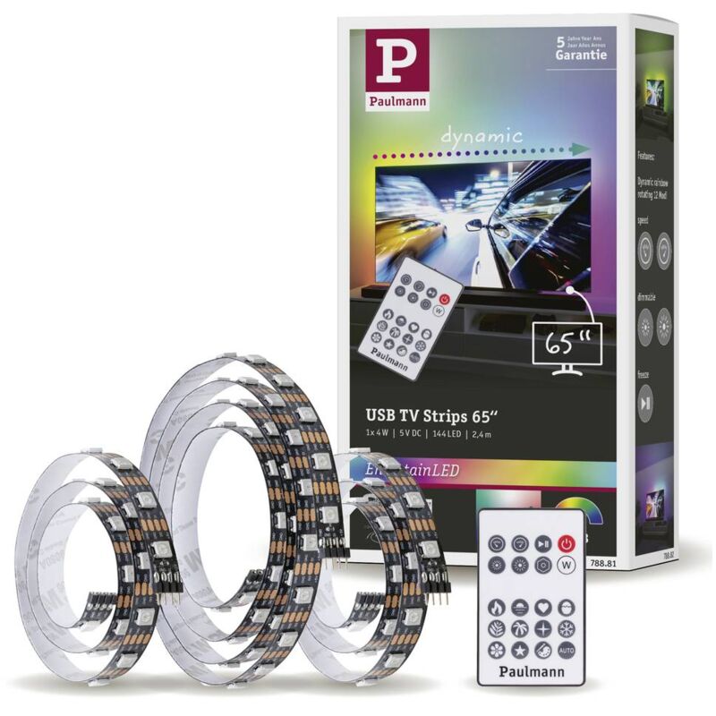 foto del prodotto paulmann tv strips 65 zoll 78881 kit base striscia led con collegamento usb 5 v 2.4 m rgb 1 kit