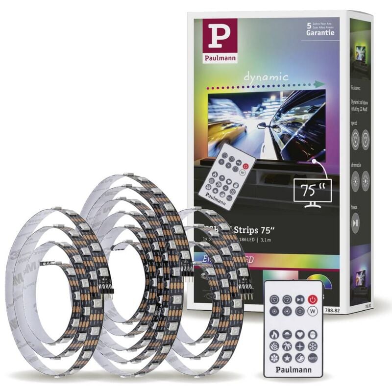 foto del prodotto paulmann tv strips 75 zoll 78882 kit base striscia led con collegamento usb 5 v 3.1 m rgb 1 kit