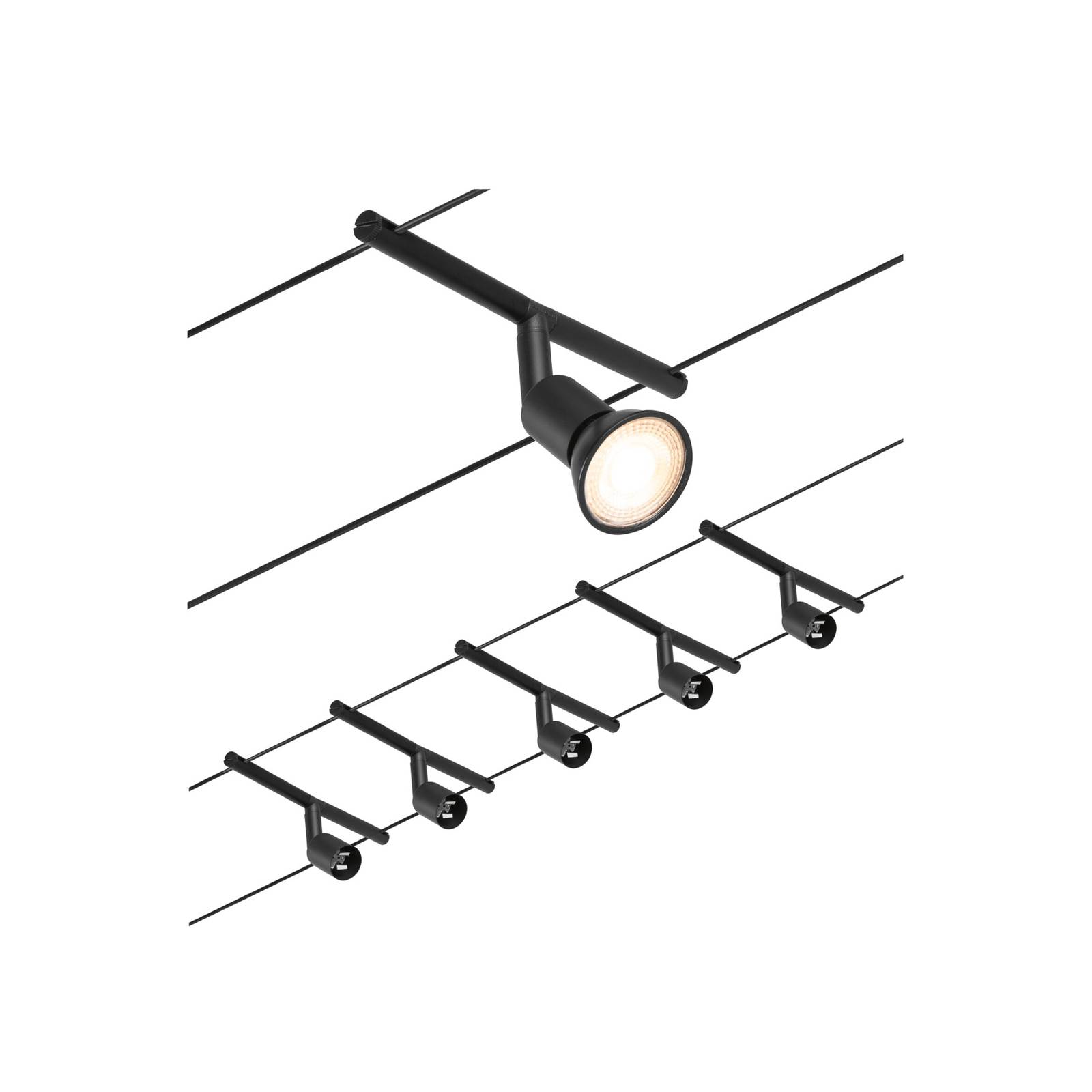 foto del prodotto paulmann wire salt sistema funi 5 luci 5m nero