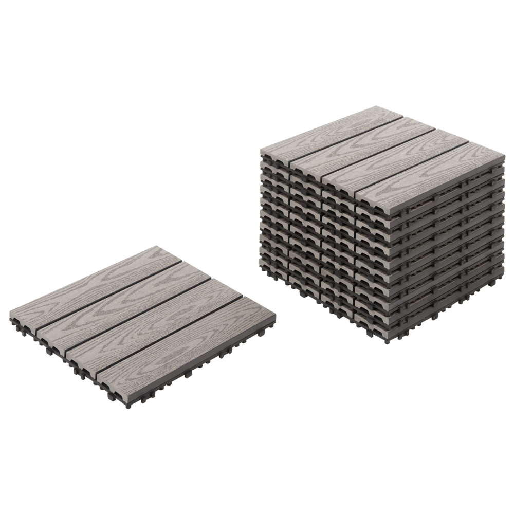 foto del prodotto pavimentazione per esterni grigio piastrelle in composito wpc a incastro resistente