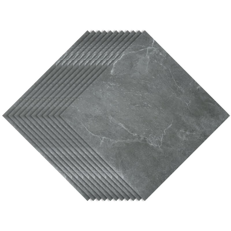 foto del prodotto pavimento adesivo in pvc 1 scatola di 11 piastrelle viniliche autoadesive marmo grigio ca. 1 m randaco
