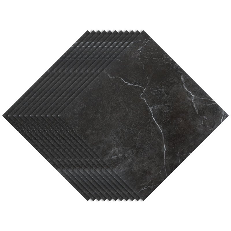 foto del prodotto pavimento adesivo in pvc 3 scatole da 33 piastrelle viniliche autoadesive marmo nero ca. 3 m randaco