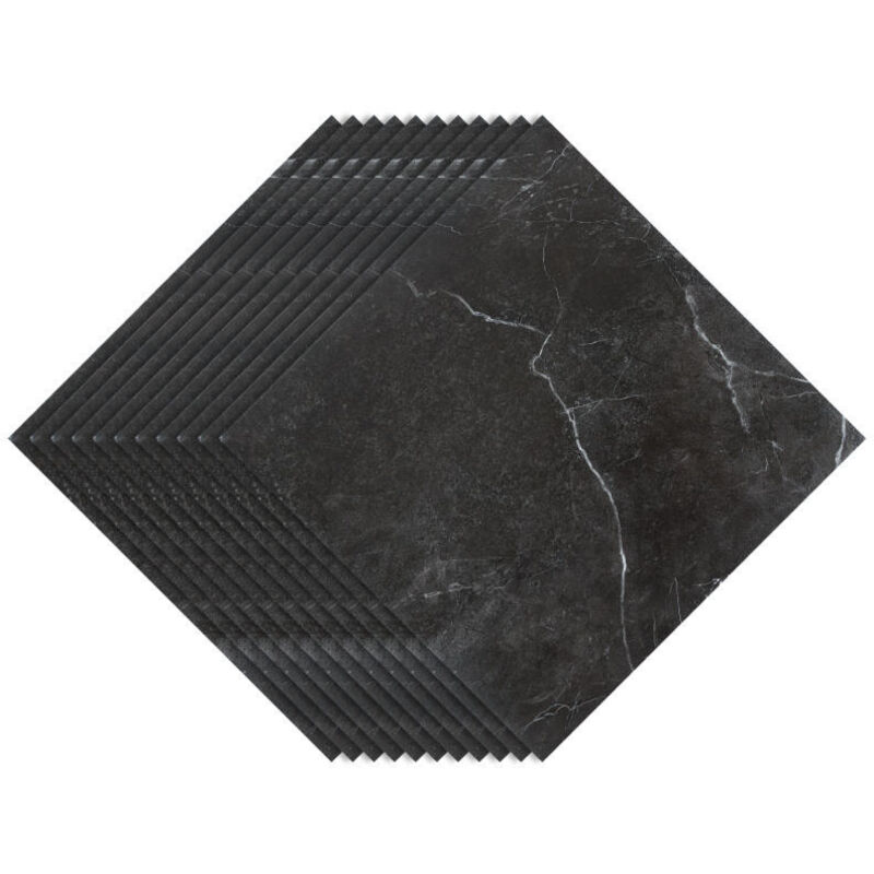 foto del prodotto pavimento adesivo in pvc 4 scatole da 44 piastrelle viniliche autoadesive marmo nero ca.4 m randaco