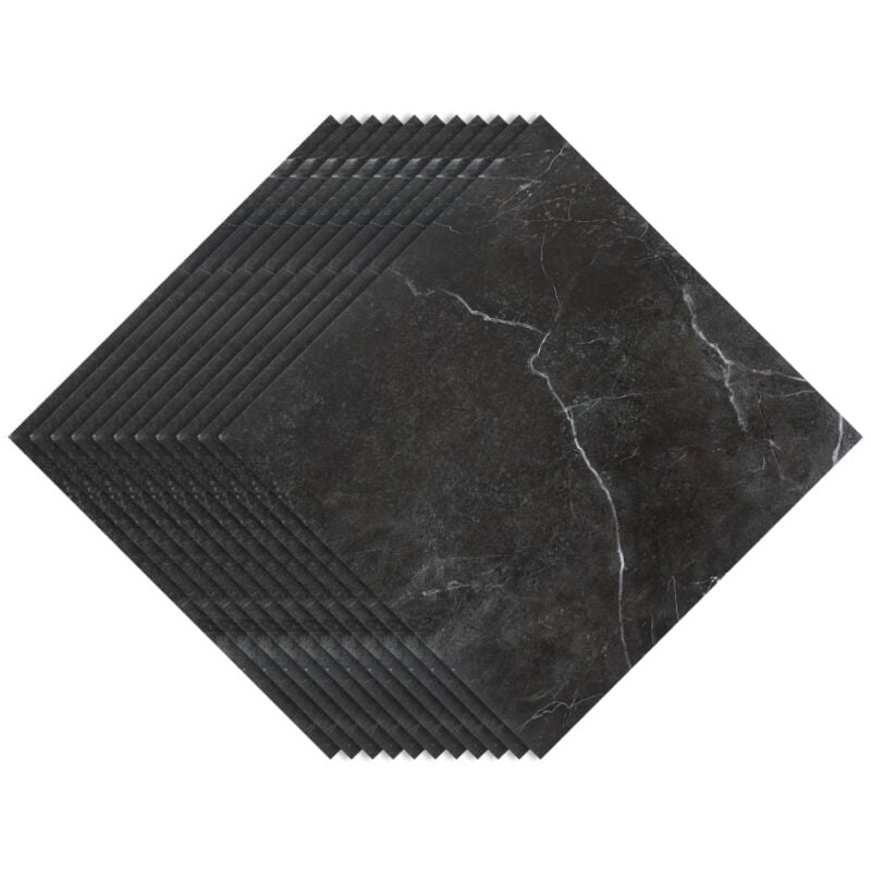 foto del prodotto pavimento adesivo in pvc 5 scatole da 55 piastrelle viniliche autoadesive marmo nero ca. 5 m randaco