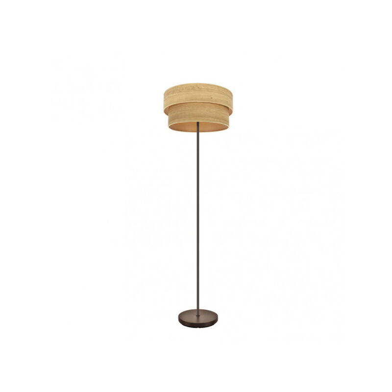foto del prodotto pavimento del soggiorno marrone con doppio paralume in legno smile - fabrilamp