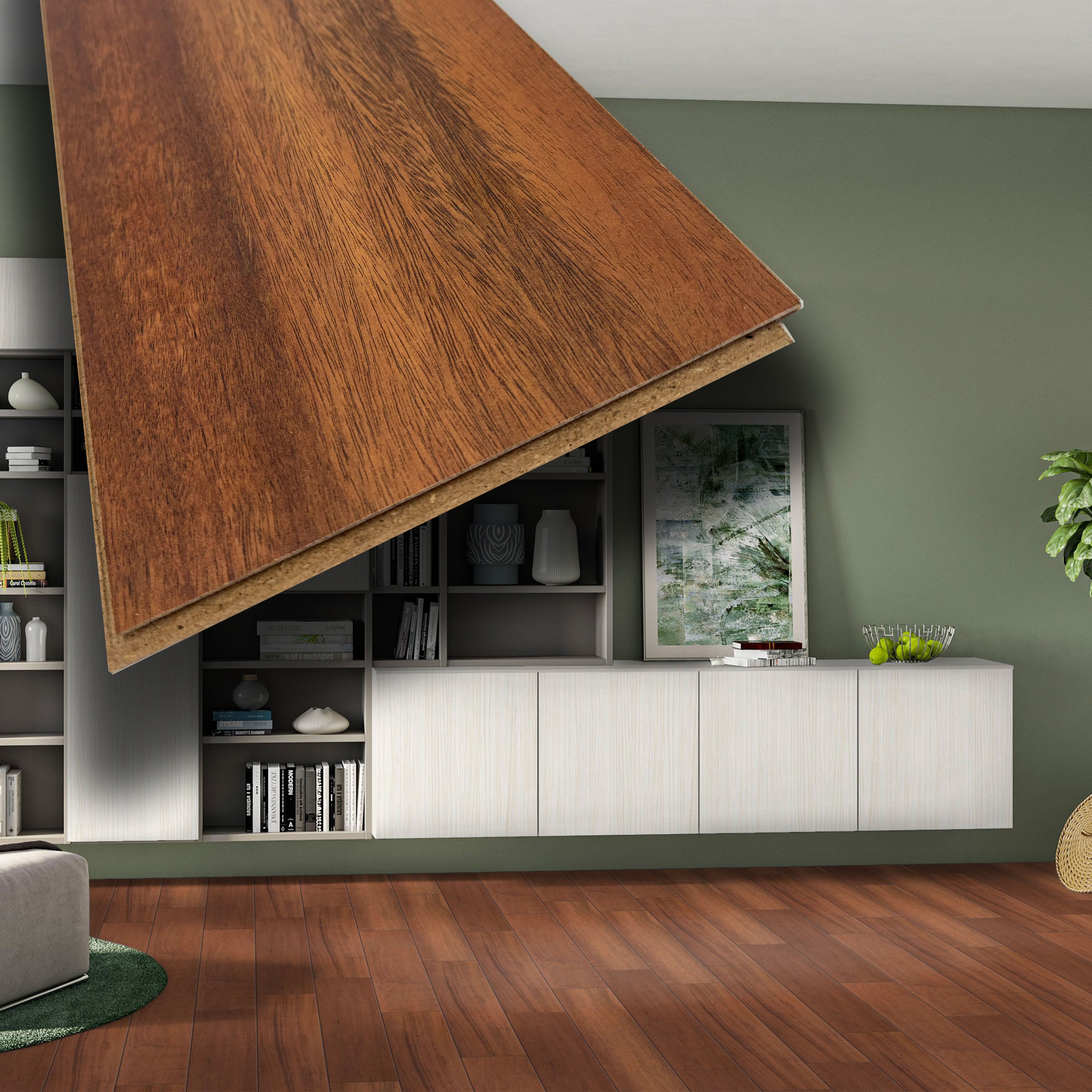 foto del prodotto pavimento in laminato 7mm click spazzolato doussie merbau 197x1205 10 anni garanzia