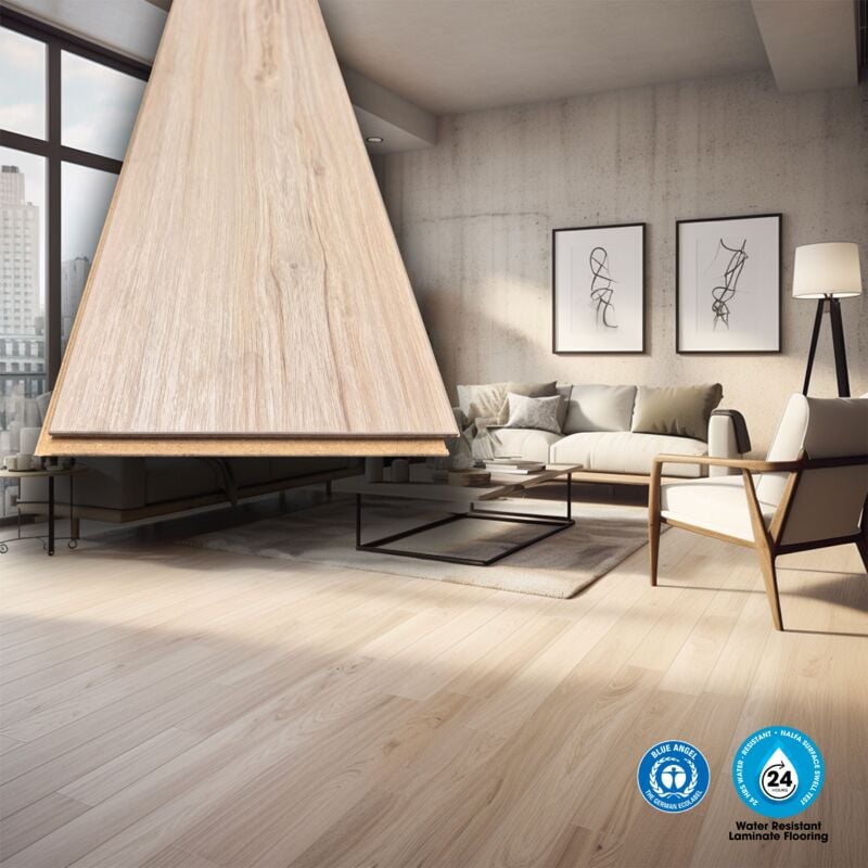 foto del prodotto pavimento in laminato 8mm ac5 click bisell. spazz. a registro hern 197x1205 hydro 72h