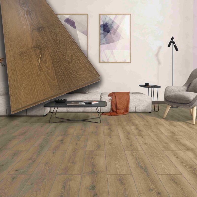 foto del prodotto pavimento in laminato ac4 8mm click spazzolato bisellato quercia prime 193x1205