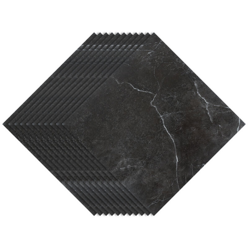 foto del prodotto pavimento in pvc adesivo 2 scatole di 22 piastrelle viniliche autoadesive marmo nero ca.2 m randaco