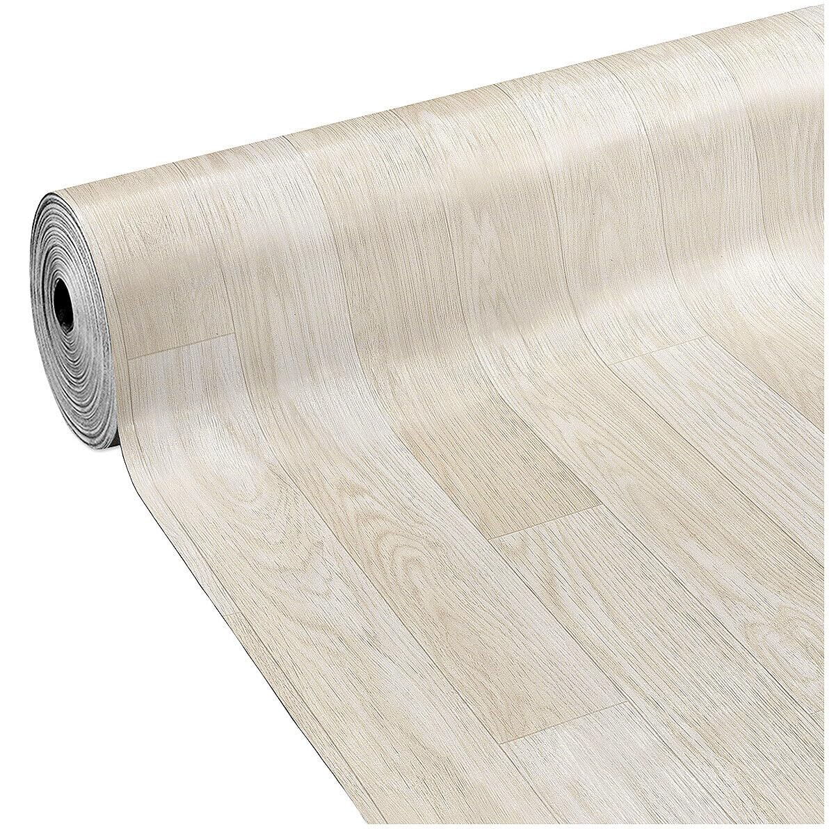 foto del prodotto pavimento pvc rivestimento rotolo vinile 100x700 cm design legno chiaro beige bianco dis c