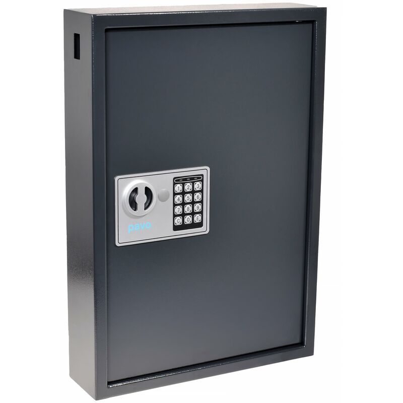 foto del prodotto pavo 8033911 high security armadietto di sicurezza per chiavi con chiusura elettrica, con 50 gancetti, grigio scuro