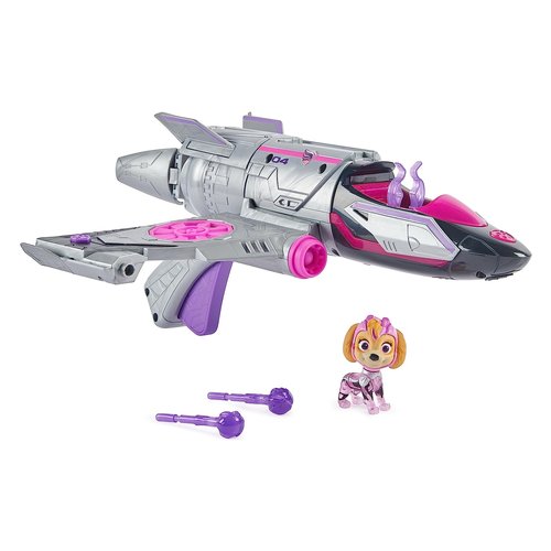 foto del prodotto paw patrol , mighty jet di skye, con luci e suoni, ali che ruotano a 360 , da il super film, giochi per bambini e bambine, 3 anni