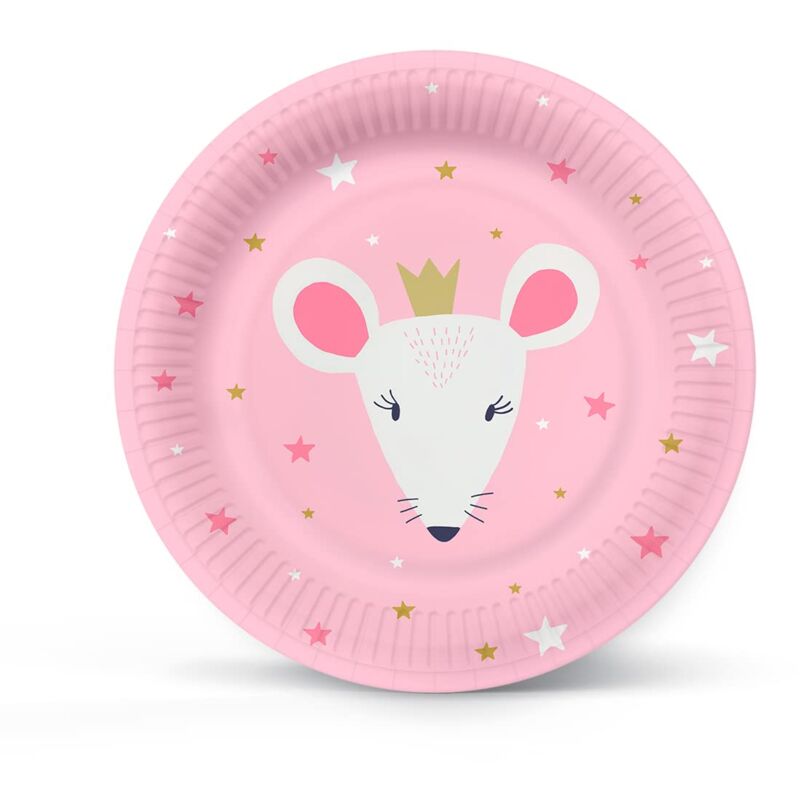 foto del prodotto paw piatti carta compleanno 23 cm i 10 pezzi i piatti usa e getta animali, topo, rosa i piatti di carta per feste, vacanze, matrimoni i 100 