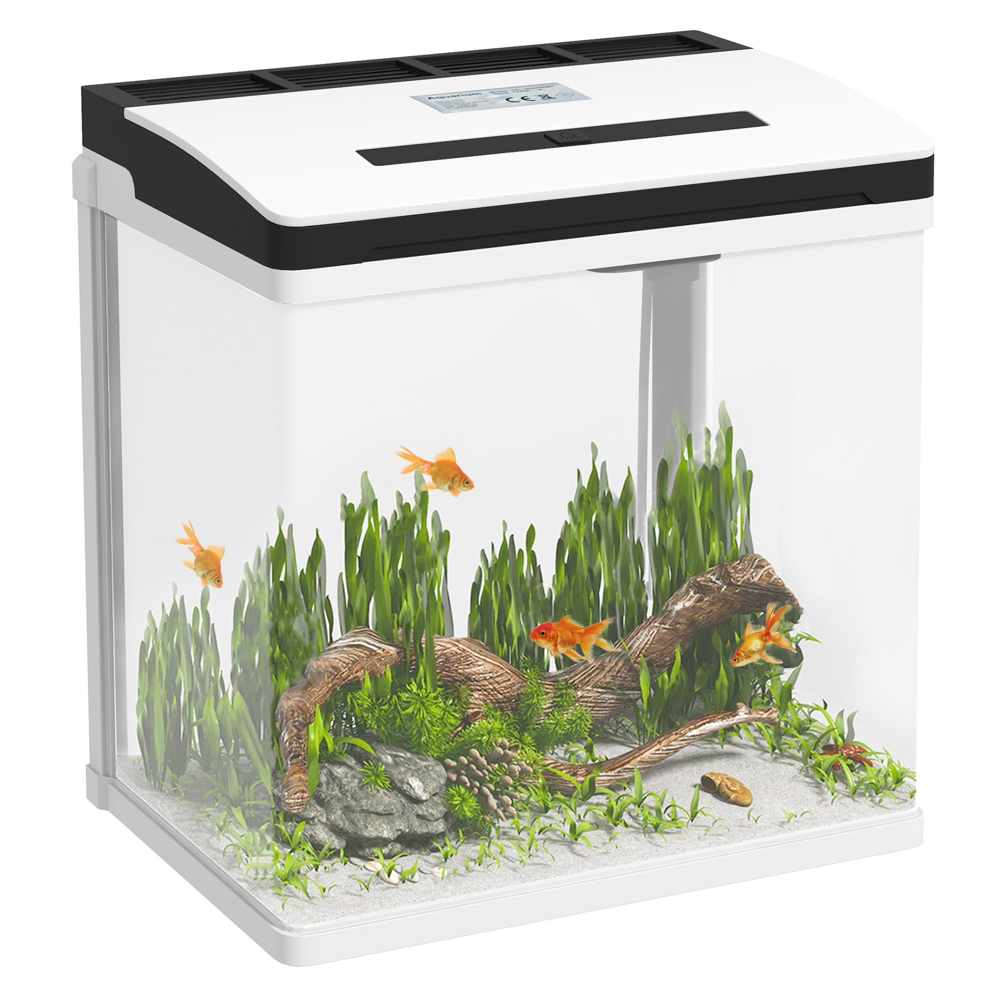 foto del prodotto pawhut acquario da 13l a illuminazione led con fori di ventilazione, in vetro hd e abs, 29l x 20p x 30.5a cm aosom