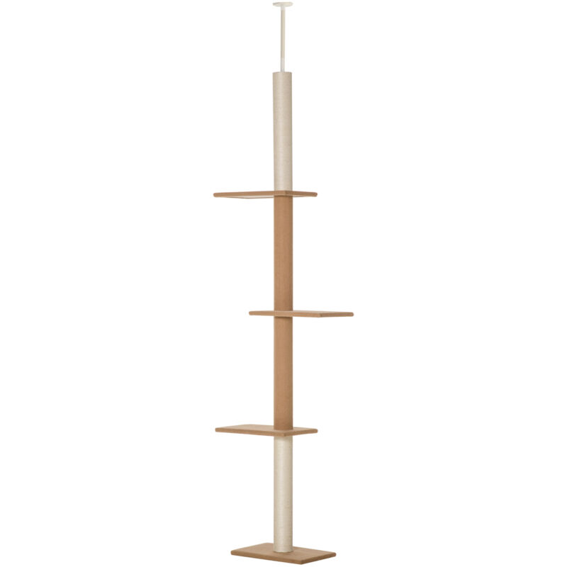 foto del prodotto pawhut albero tiragraffi a 4 livelli altezza regolabile 228 260cm marrone
