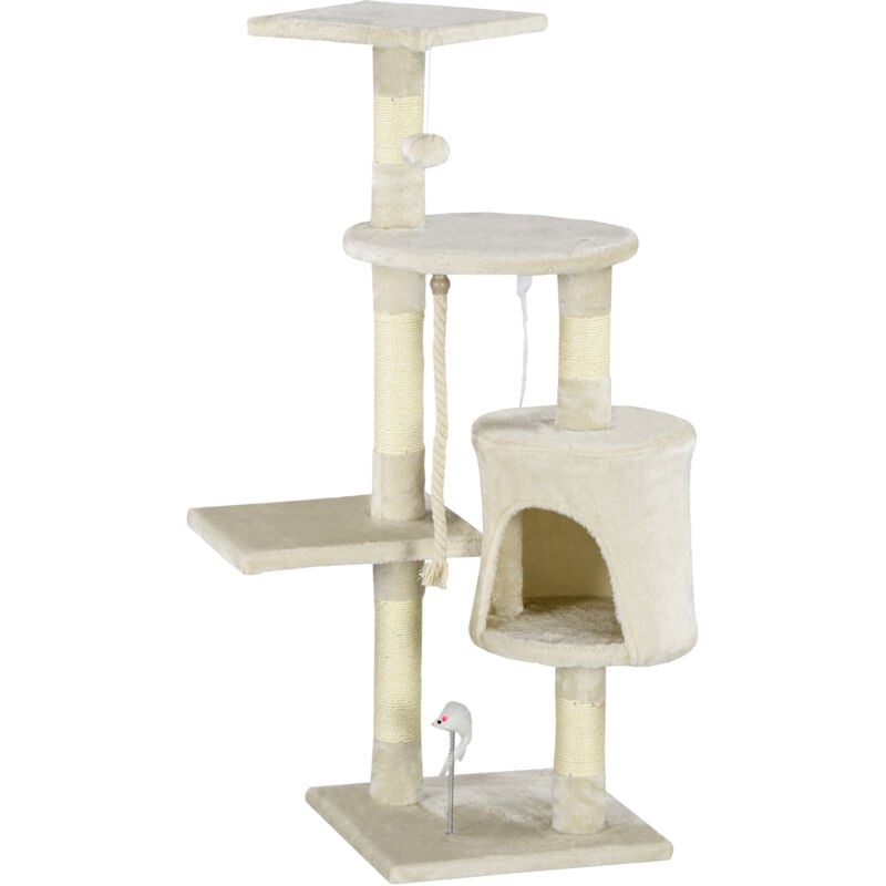 foto del prodotto pawhut albero tiragraffi per gatti, 40x40x116 cm, beige