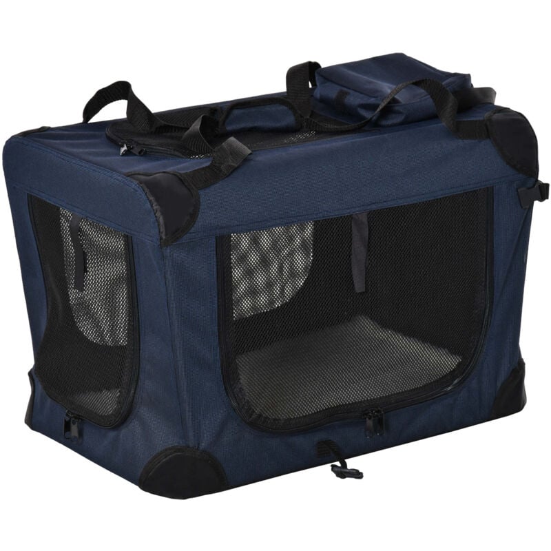 foto del prodotto pawhut borsa per cani taglia mini e piccola in tessuto oxford metallo blu scuro