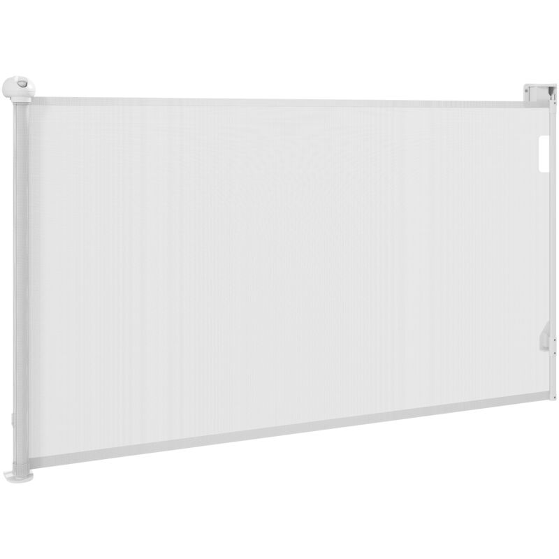 foto del prodotto pawhut cancelletto per cani estensibile 0 144cm con blocco automatico bianco