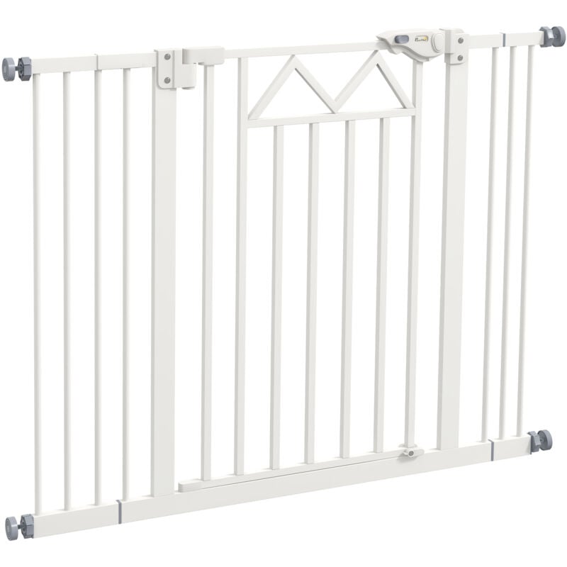 foto del prodotto pawhut cancelletto per cani estensibile 74 100x76cm chiusura automatica bianco