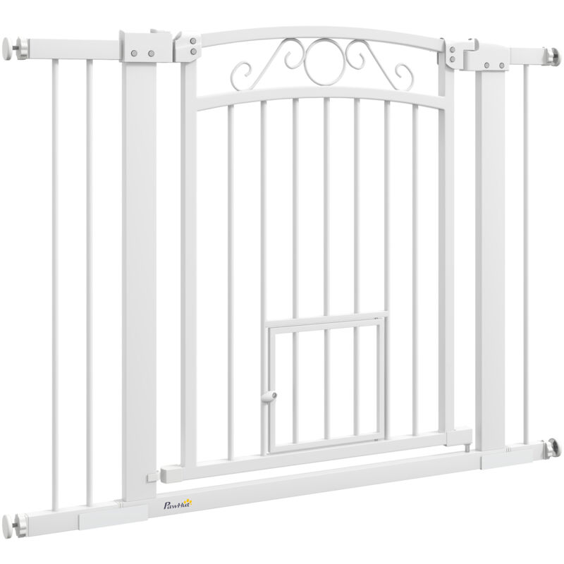 foto del prodotto pawhut cancelletto per cani regolabile con estensioni 76 104x77cm bianco
