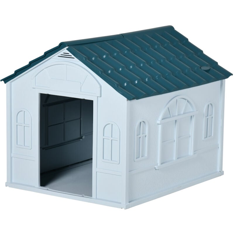 foto del prodotto pawhut casetta per cani max. 20kg impermeabile in pp blu