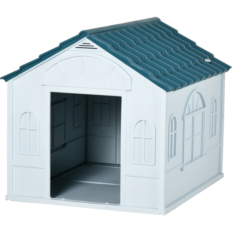 foto del prodotto pawhut casetta per cani taglia grande max. 30kg impermeabile in pp blu