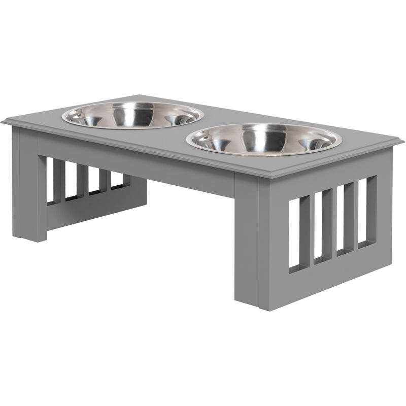 foto del prodotto pawhut ciotola rialzata per cani in acciaio inossidabile 44x24x15cm grigio