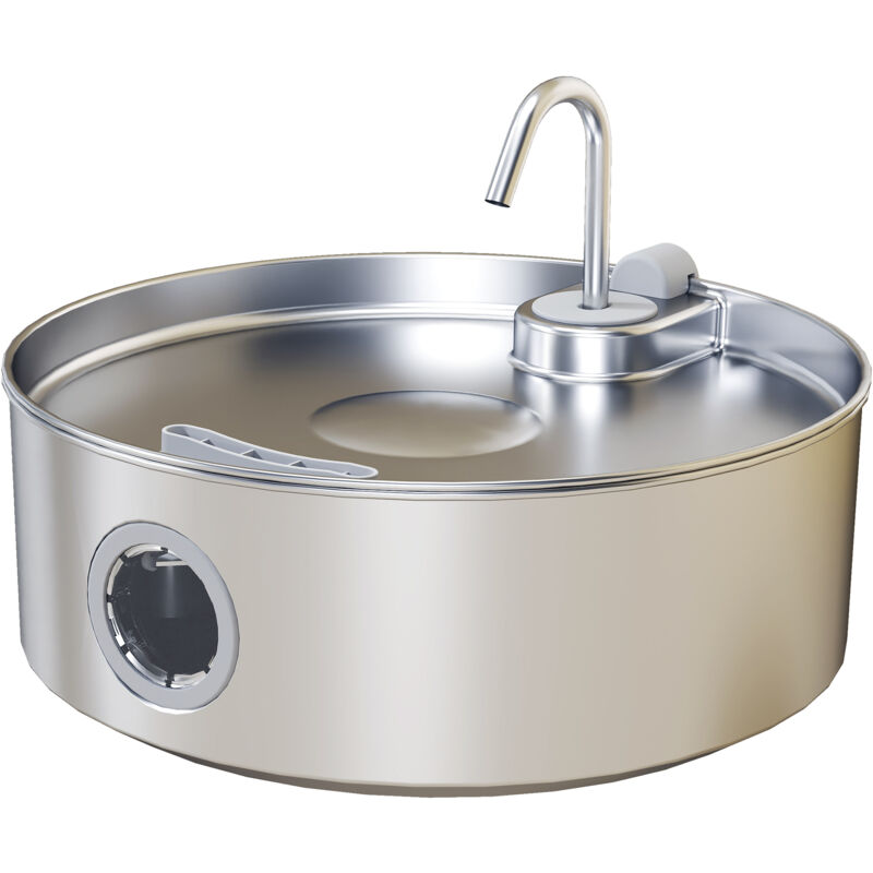 foto del prodotto pawhut fontana per gatti da 7l con luce led 30.5x31.2x19.3 cm argento