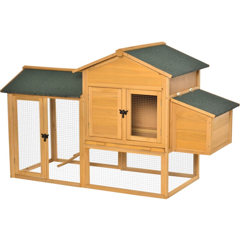 foto del prodotto pawhut gabbia per galline con casetta e area aperta, 168x75x103cm