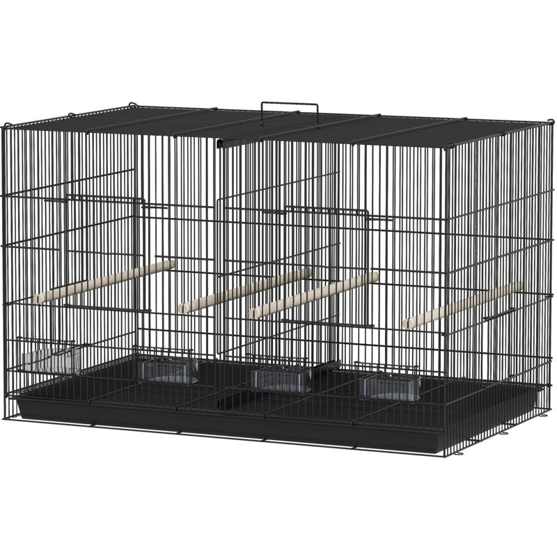foto del prodotto pawhut - gabbia per uccellini con divisorio e ripiano inferiore 94x57x57 cm nero