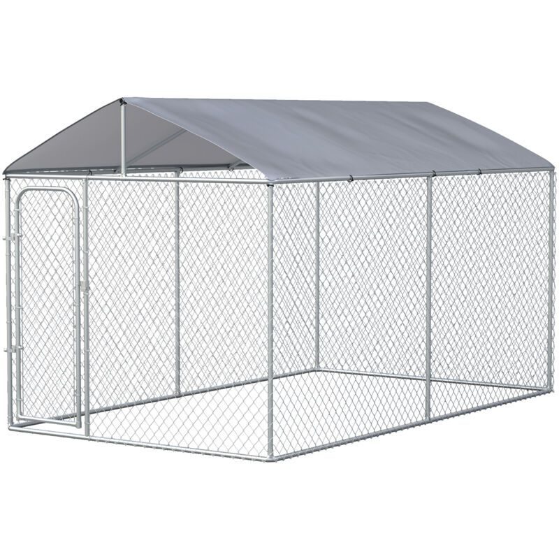 foto del prodotto pawhut kennel per cani in metallo galvanizzato con tettuccio in oxford