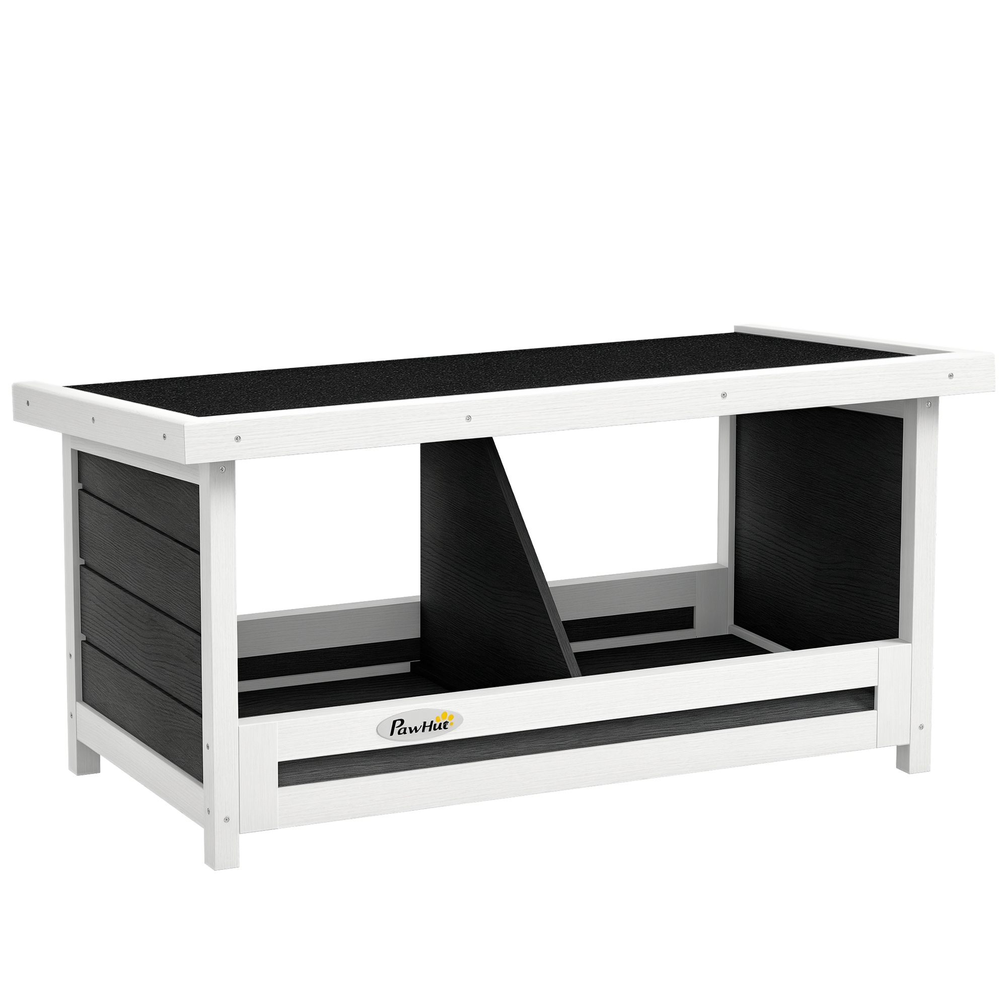 foto del prodotto pawhut nido per galline a 2 aree con base rialzata e tetto, in legno e bitume, 66x37x34 cm, grigio bianco e nero