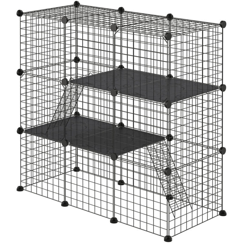 foto del prodotto pawhut recinto per animali modulabile con 31 pannelli, 2 porte e 2 rampe nero