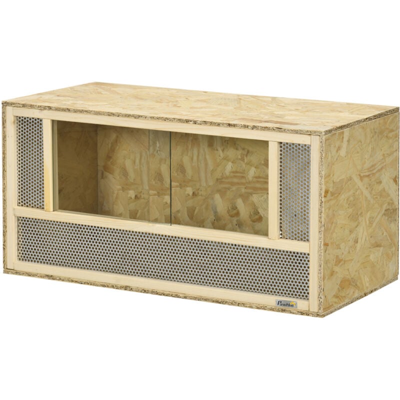 foto del prodotto pawhut rettilario in legno porte in vetro e pannelli in rete 40x80x40cm