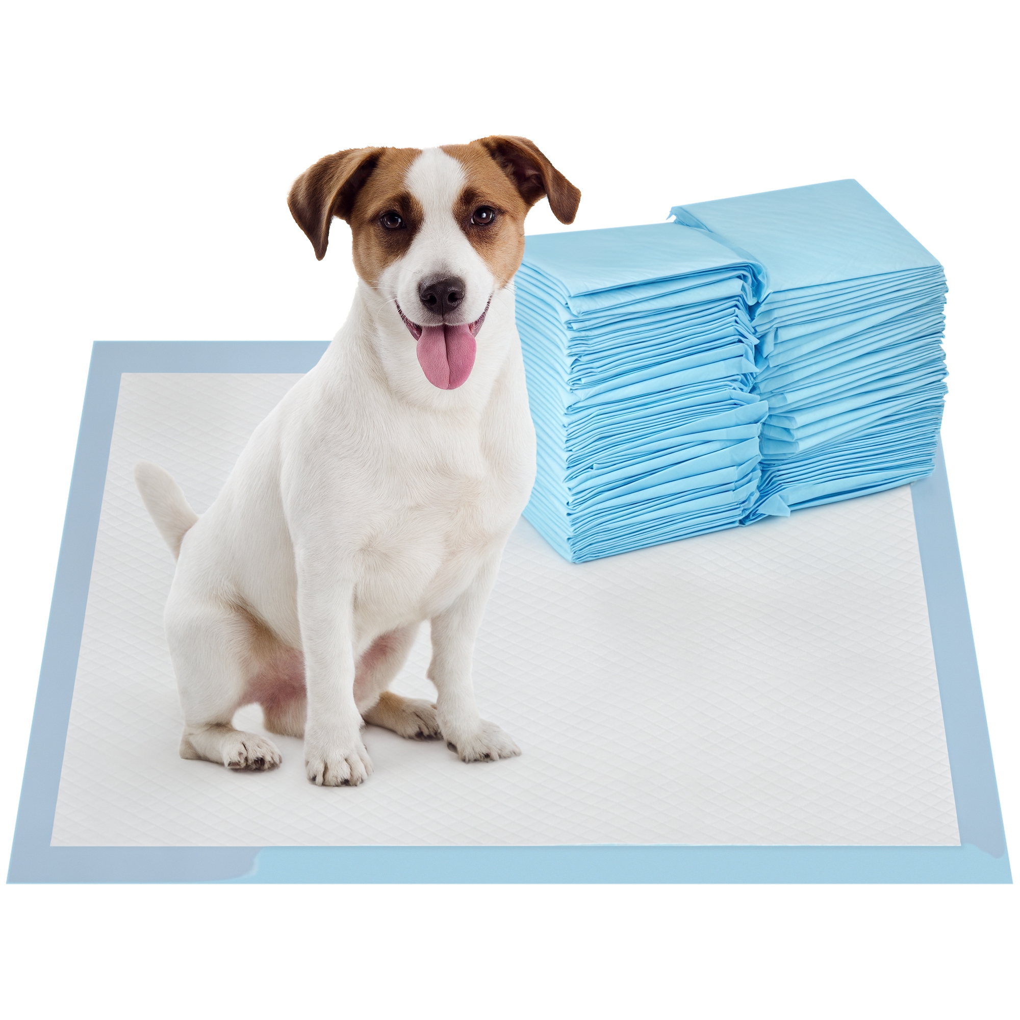 foto del prodotto pawhut set 100 tappetini igienici per cani a 6 strati in tessuto non tessuto, carta e pe, 45x60 cm, blu e bianco