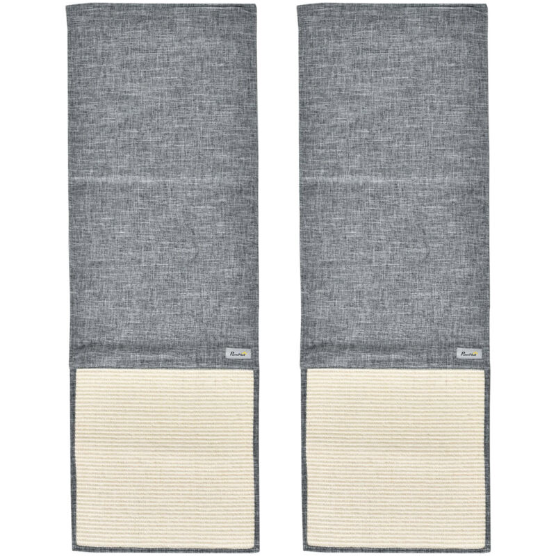 foto del prodotto pawhut set 2 tiragraffi per gatti da divano, 130x45cm, grigio
